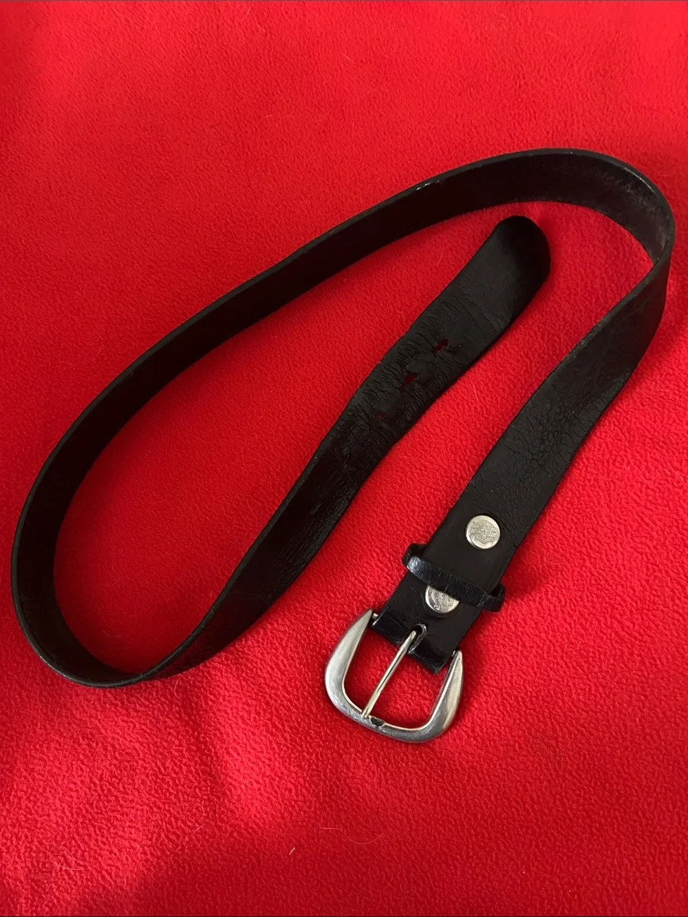 Harley-Davidson Black Leather Belt with Silver Buckle